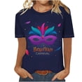 thumbnail image 2 of Pntutb T-Shirts à Manches Courtes pour Femmes Liquidation Mardi Gras Mode Femmes Décontracté Imprimé Manches Courtes Col Rond Chandail Blouse T-Shirt Hauts Rabais, 2 of 4
