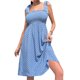 thumbnail image 1 of VISgogo Ladies Tie Up Slip Dress, Summer Autumn Women Leisure Style Dot Printing Lace Fruncido Sin Mangas Backless Midi Falda VISgogo moda, 1 of 5