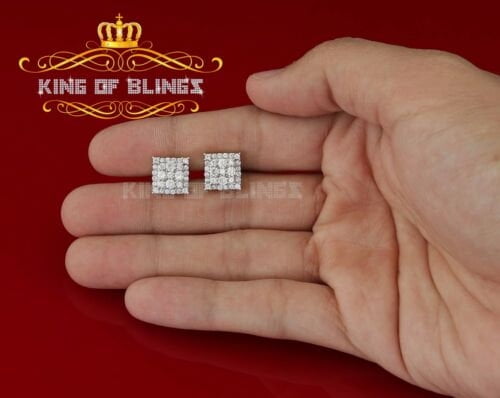 King of Bling's Yellow 925 Silver 0.96ct Cubic Zirconia Men's/Women's Screw Back CZ Stud Earring