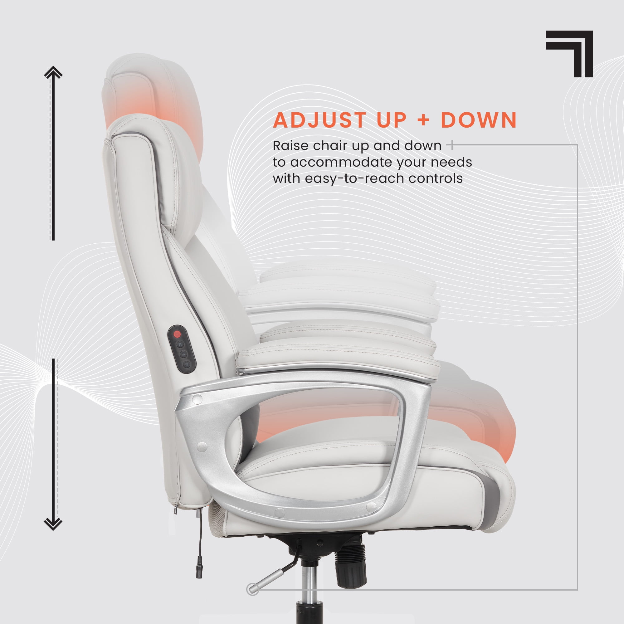 Sharper Image S-120 Massage and Heat Office Chair, White/Gray