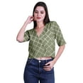 thumbnail image 2 of Moomaya Womens Printed Cotton V-neck Crop Top Elbow Sleeve Summer Clothing Boho Blouse, 2 of 7