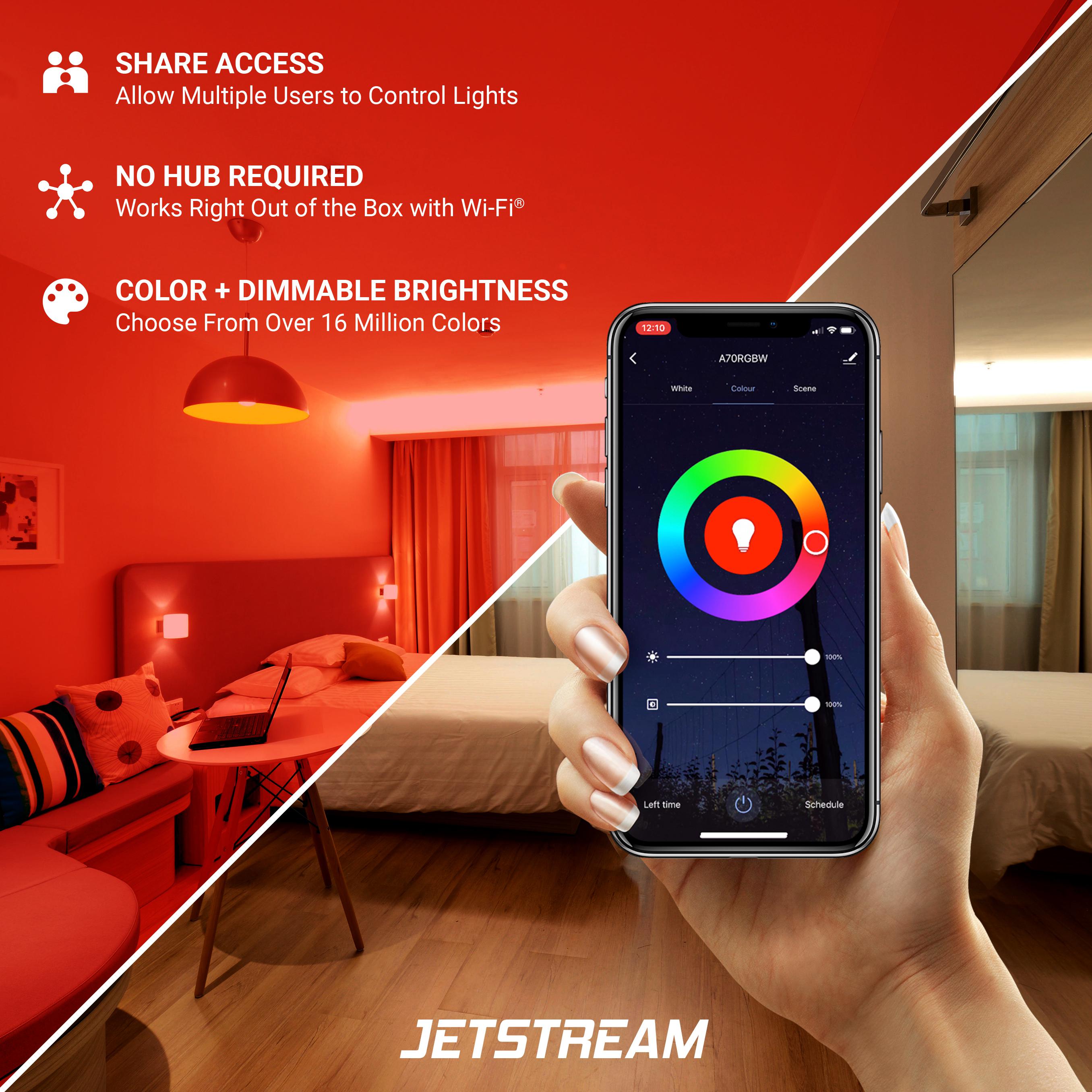 Jetstream Smart Home Bulb Kit: 2 Pack White Smart Bulb + 2 Pack Color Smart Bulb (Works with Google Assistant and Alexa) - image 2 of 10