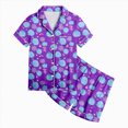 thumbnail image 5 of TOWED22 Halloween Pajamas Girl Fall Costume Graphic Button Up Sleepwears Loungewear 2 Piece Top and Shorts Pjs Sets for 2-13 Years Teens(Purple,2-3 Y), 5 of 5