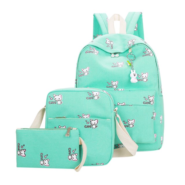 Bsvklp 3 Uds 2017 Nueva Mochila Para Mujer, Bonita Mochila Escolar Con Estampado De Conejito Para Niñas (Verde)-151298,04 Bsvklp Para estrenar