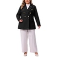 thumbnail image 2 of Agnes Orinda Women's Plus Size Coat Notch Double-Breasted Lapel Jacket Outwear Word Casual Coats with Pockets 1X Black, 2 of 6