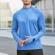 thumbnail image 1 of Blusa y camisa de manga larga con cuello alto para hombre, color liso, informal, deportiva, con cremallera, de poliéster., 1 of 6