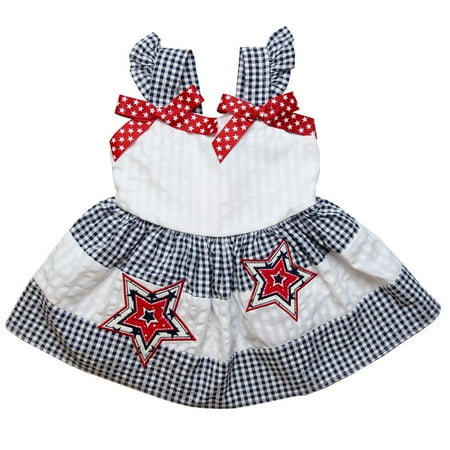 Good Lad Toddler thru 4/6X Girls Navy and White Seersucker July 4th Sundress