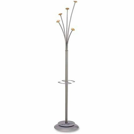 Alba 6' Festival Silver Tree Hook Coat and Umbrella Stand, 5 Hooks