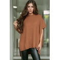 thumbnail image 4 of Women'S Loose Dropped Shoulder Short Sleeve Pullover Sweater Camel M, 4 of 7