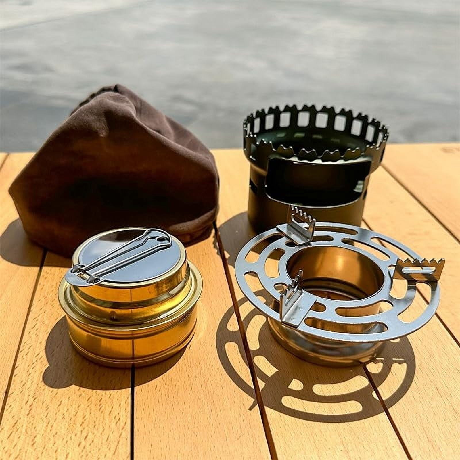 Alcohol Stove Camping Portable Backpacking Lightweight Alcohol Burner Stove with Aluminium Stand for Outdoor Hiking Picnic Emergency Coffee Camping(80ml Brass Spirit Burner)