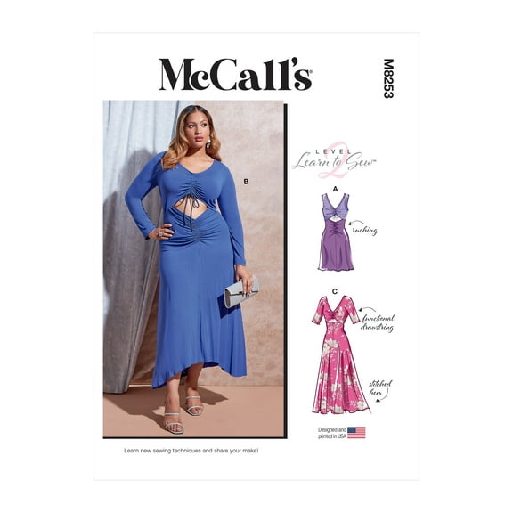 McCall's Sewing Pattern M8253 - Misses' and Women's Dresses, Size: RR(18W-20W-22W-24W)
