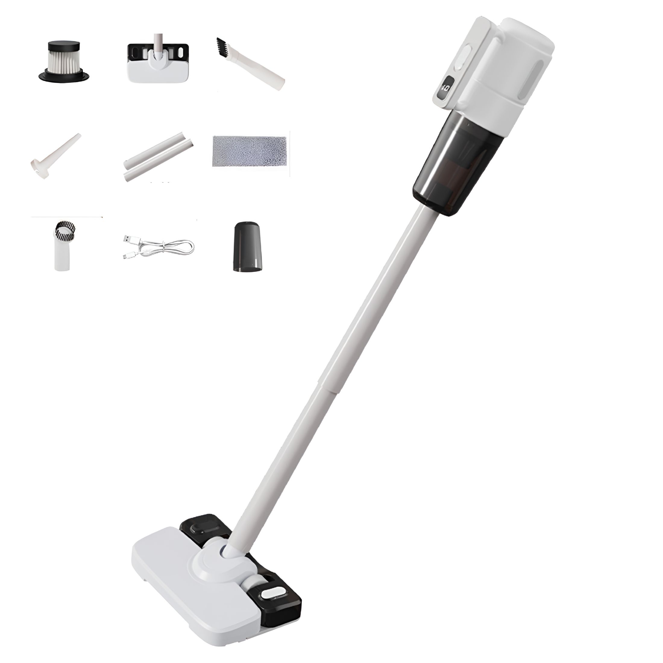 CURYMAY Cordless Handheld Vacuum Cleaner,3-In-1 Wet Dry Vac with Mop and Blower,10Kpa Suction,50W Usb Charging Wet and Dry Vacuum Cleaner,White