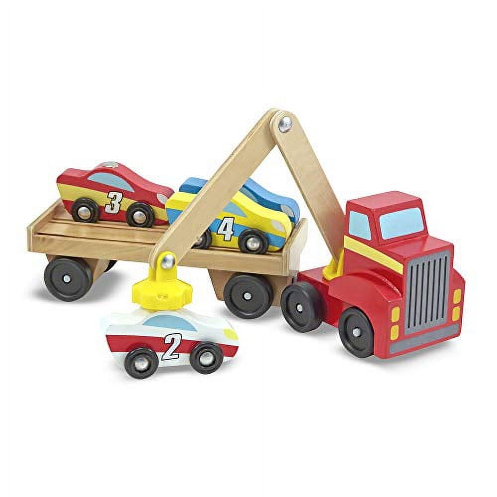 Melissa and doug wooden truck car carrier online