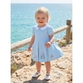 thumbnail image 5 of BemeyourBBs Toddler Baby Girl Summer Beach Dress Little Girls Princess Party Dress Puff Short Sleeve Peter Pan Doll Collar Cute Castle Tiara Embroidery A-Line Casual Pleated Dresses, 5 of 7