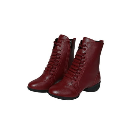 

Fangasis Ladies Lightweight High Ballet Shoes Pointed Toe Nonslip Dancing Ankle Boots Teaching Slip Resistant Mid Calf Booties Red 8