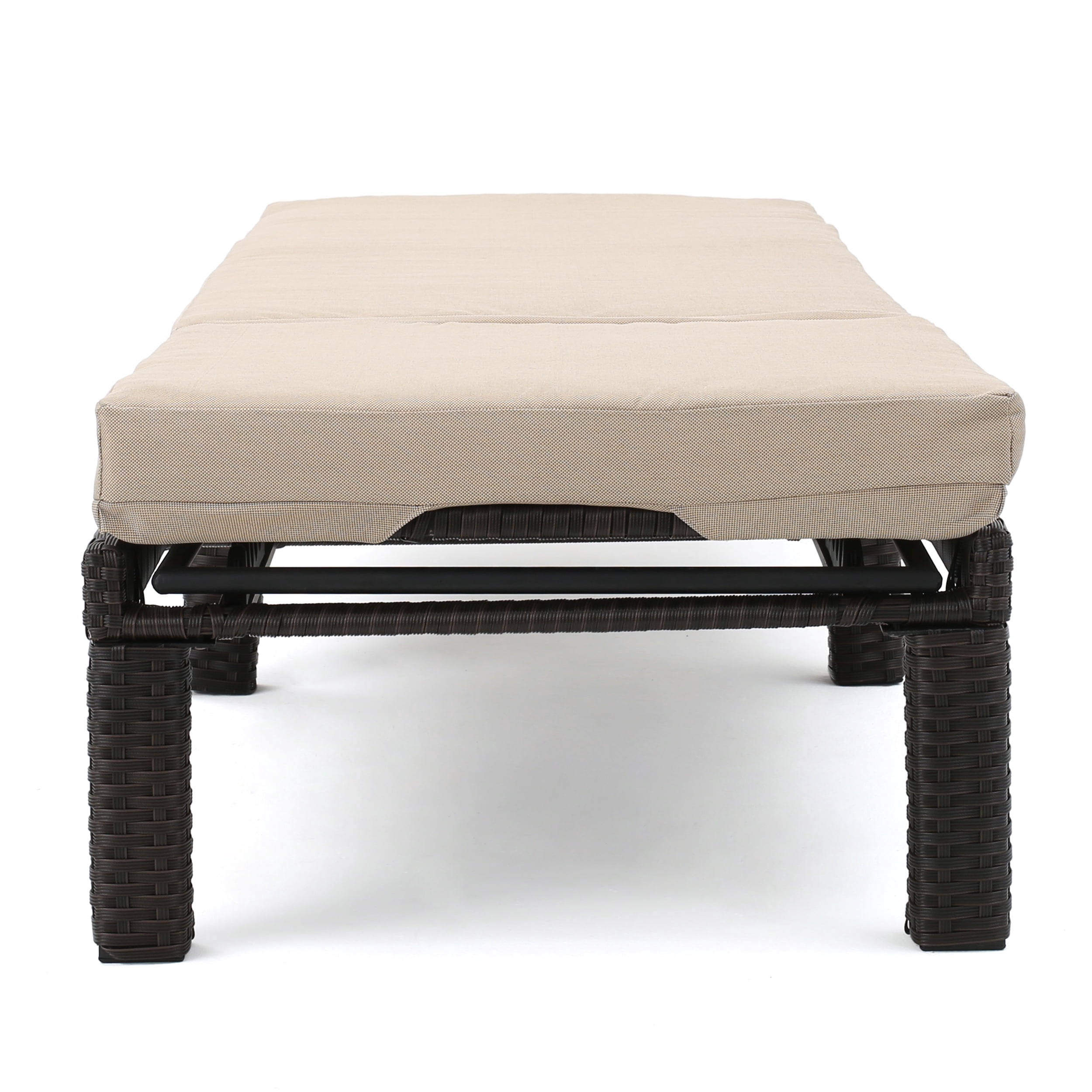 Outdoor Frame Chaise Lounge with Cushion for Patio Poolside, Dark Brown