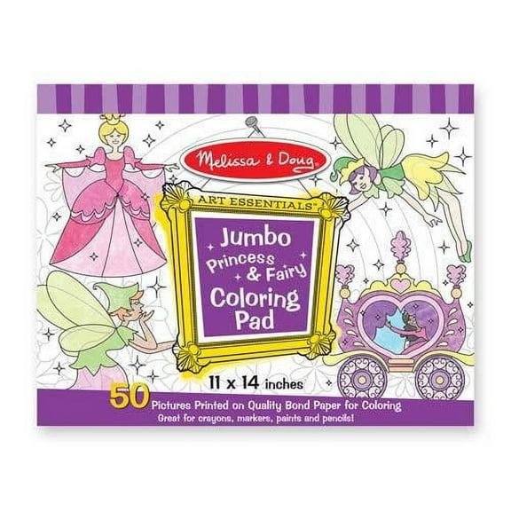 Melissa Doug Jumbo Kids' Coloring Pad Activity Book - Princess and Fairy (50 Pages)