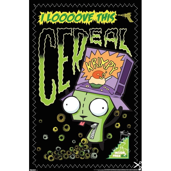 Invader Zim - Gir Loves Cereal Wall Poster, 22.375" x 34"