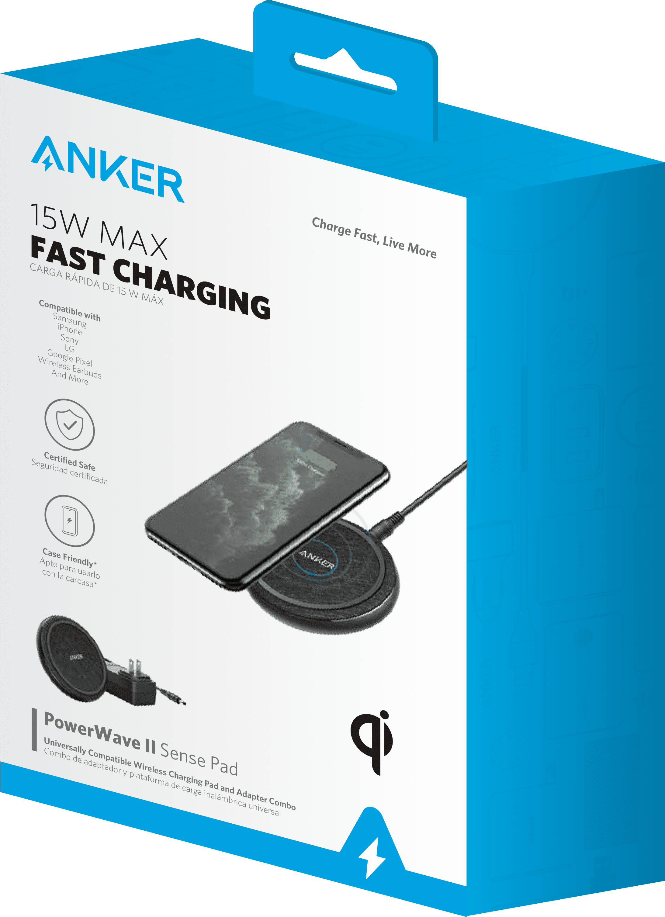 Anker PowerWave II Pad 15W, Wireless Qi Charger, Silicone Fabric