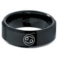 thumbnail image 2 of Tungsten Horoscope Cancer Band Ring 8mm Men Women Comfort Fit Black Beveled Edge Polished Size 6.5, 2 of 4