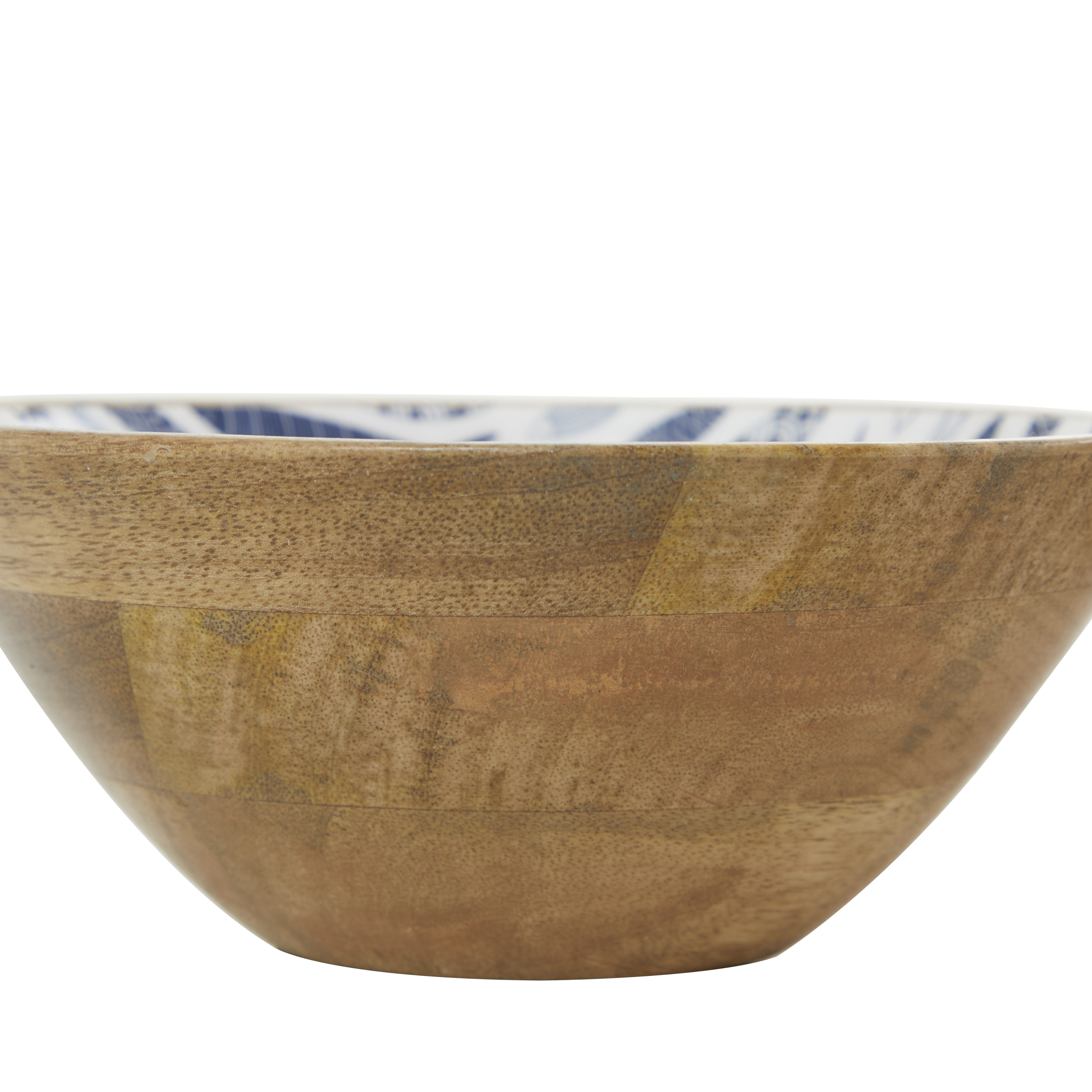 DecMode 9", 7"W Handmade Round Nesting Blue Mango Wood Decorative Bowl, Set of 2