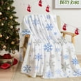 thumbnail image 2 of Christmas Throw Blanket Snowflake Bed Blanket Ultra Soft Flannel Fleece Blanket Xmas Winter Holiday Bed Blanket Warm Cozy Fuzzy Plush Blanket Lightweight Cabin Throw for Sofa Couch 60" X 80", 2 of 7