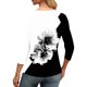 thumbnail image 5 of Mujeres 3/4 Manga Tops Cuello en V Raglan Suéter Impreso Blusas Casuales para el Trabajo Diario Primavera Verano Moda, 5 of 7