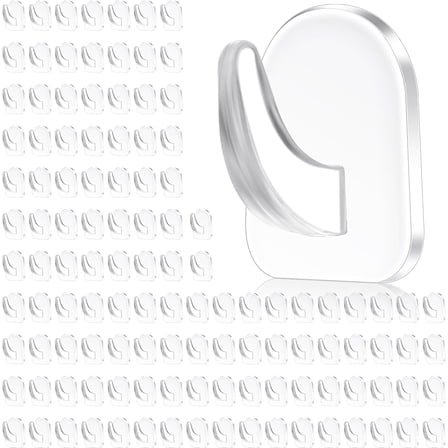 120Pcs Clear Adhesive Hooks for Hanging, Transparent Reusable Heavy Duty Wall Hooks Small Acrylic Sticky Hangers with Non Marking Sticker for Home Kitchen Bathroom Office Use