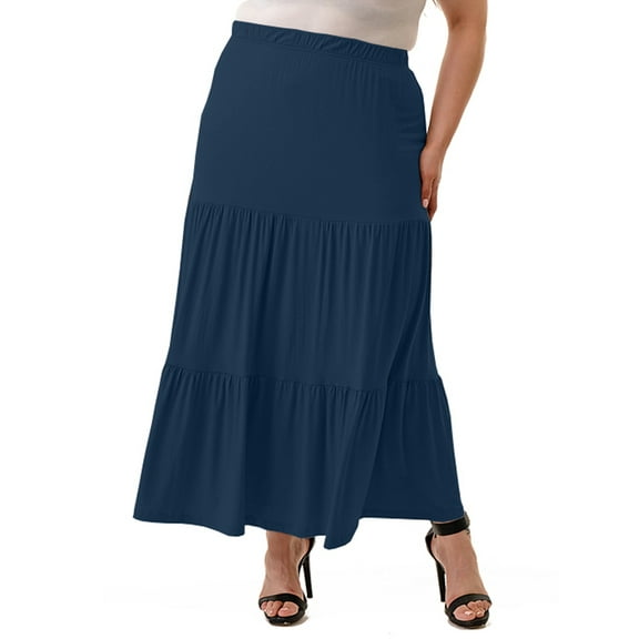 Ella Samani Women's Plus Size 3 Tiered Maxi Skirt.