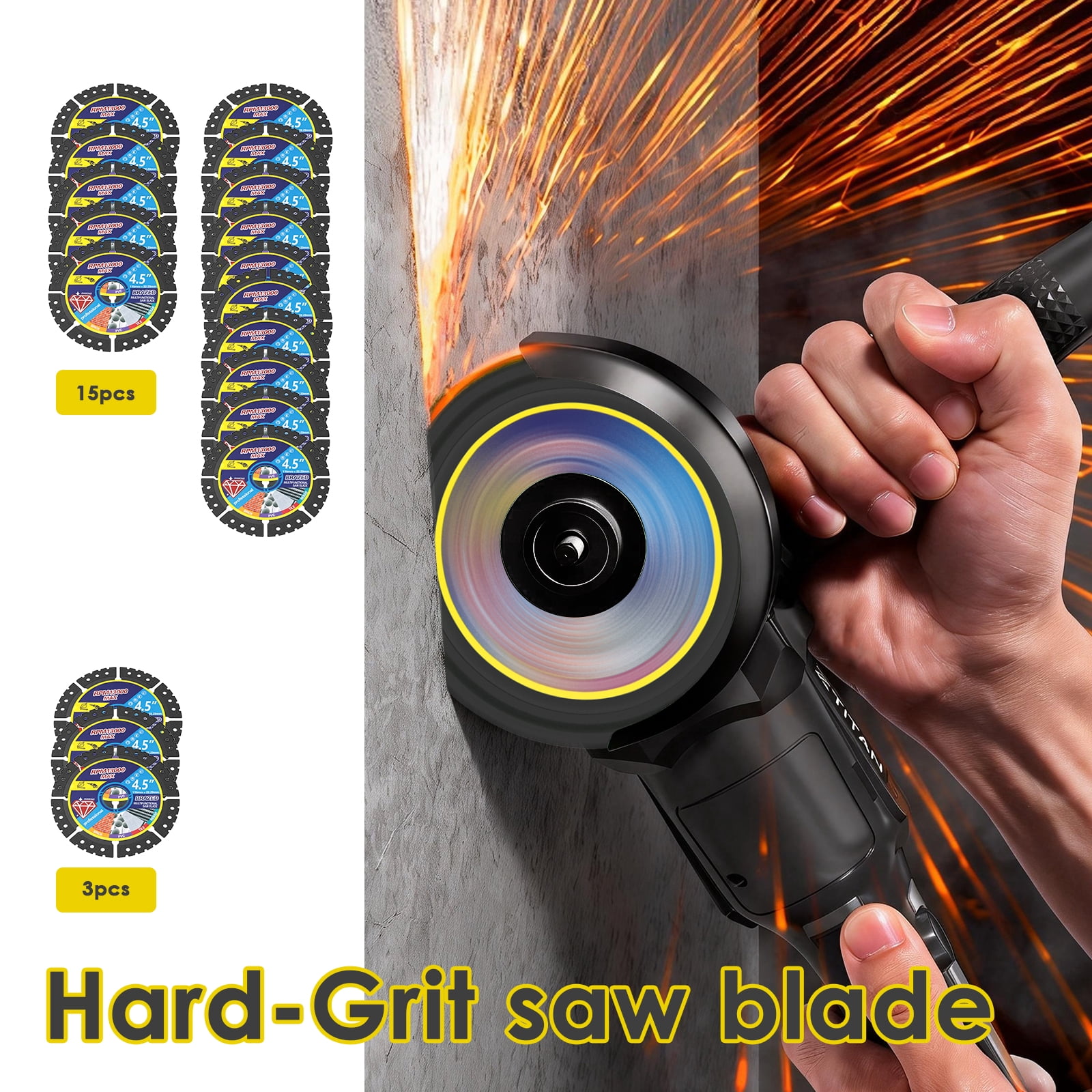 TMWEFUSC 15 Pcs Diamond Multi Purpose Saw Blade 4.5" Diamond Saw Blade Versatile Cutting Disc for Cutting Marble Quartz Stone Tile Metal Plastic