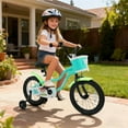 thumbnail image 2 of Costway Vélo pour Enfants 16 Pouces avec Roues Stabilisatrices, Panier, Freins à Main et à Rétropédalage, Selle Réglable Vert, 2 of 9