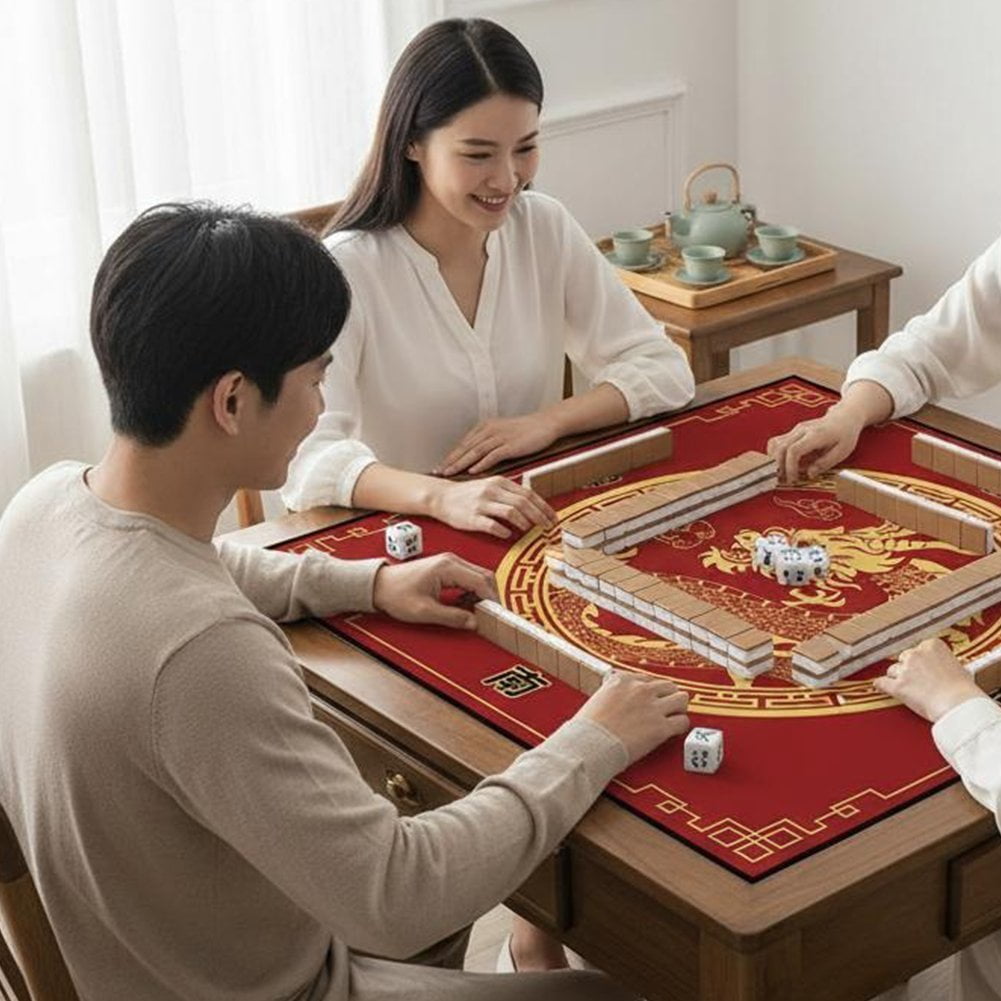 Slccxzc Chinese Style Mahjong Mat, Anti Slip and Noise Reduction Mahjong Table Cover Portable Game Mat for Mahjong, Poker, Card, Board & Tile Games
