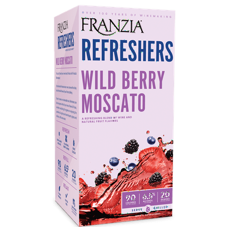 Franzia Wild Berry Refreshers Moscato Flavored Wine, 3 L Bag in Box, 7% ABV