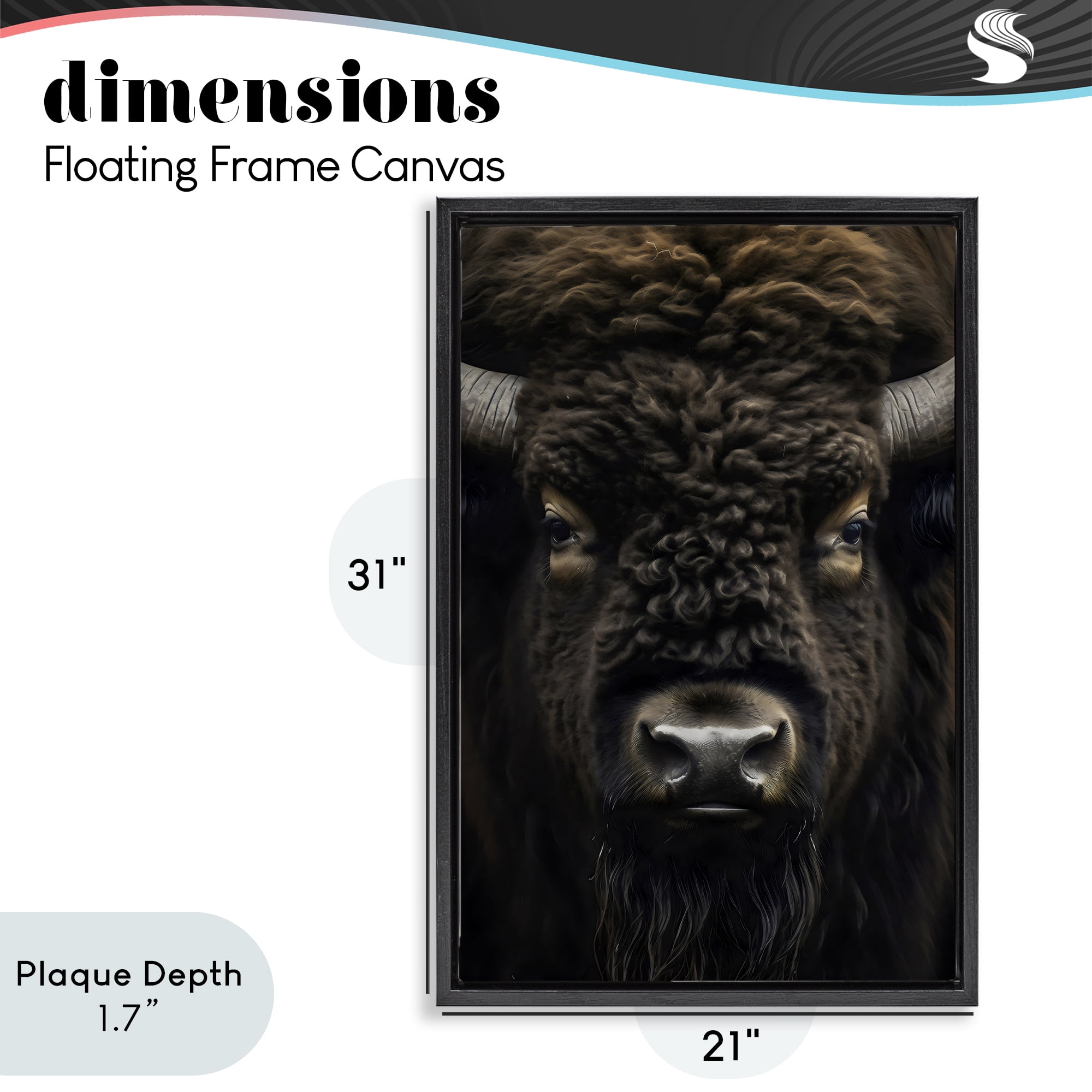Stupell Industries Bison Portrait Close Up Black Framed Floater Canvas Wall Art, design by Creative Studio