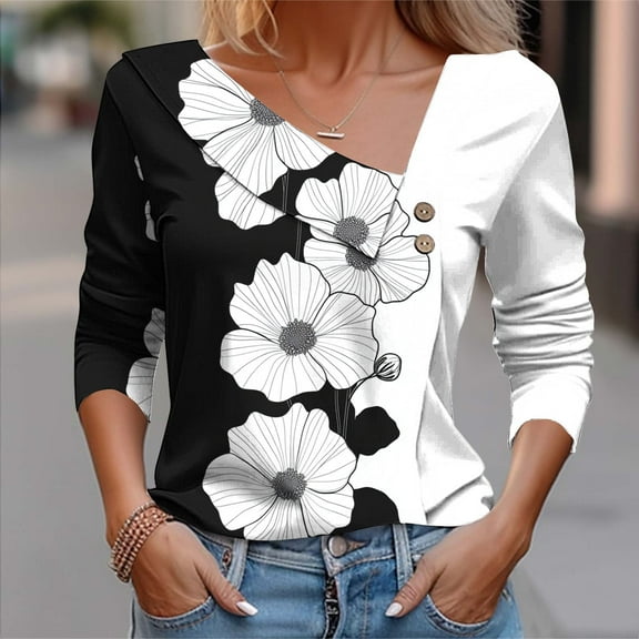 Women's 2025 Fashion Tops 3/4 Length Sleeve Business Casual Blouses Summer Tees Shirts Multicolor XL