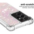 thumbnail image 4 of Compatible with Samsung Galaxy S21 Ultra Case Glitter Liquid Cute Clear Phone Case Floating Quicksand Shockproof Protective Bumper Soft TPU Case for Samsung Galaxy S21 Ultra Star Pink YB, 4 of 12