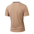 thumbnail image 4 of ZXLBBD Mens T Shirts Henley V Neck Short Sleeve Workout Shirts Solid Color Slim Fit Lightweight Athletic T-Shirts for Man Outdoor,Brown,M, 4 of 7