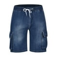 thumbnail image 4 of Lisingtool Jeans for Men's Jeans Comfort Stretch Denim Straight Leg Relaxed Short Jeans Mens Shorts Blue2, 4 of 9