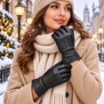 thumbnail image 4 of MRX Ladies Warm Winter Gloves Dress Thermal Lining Genuine Leather Black, XS, 4 of 8