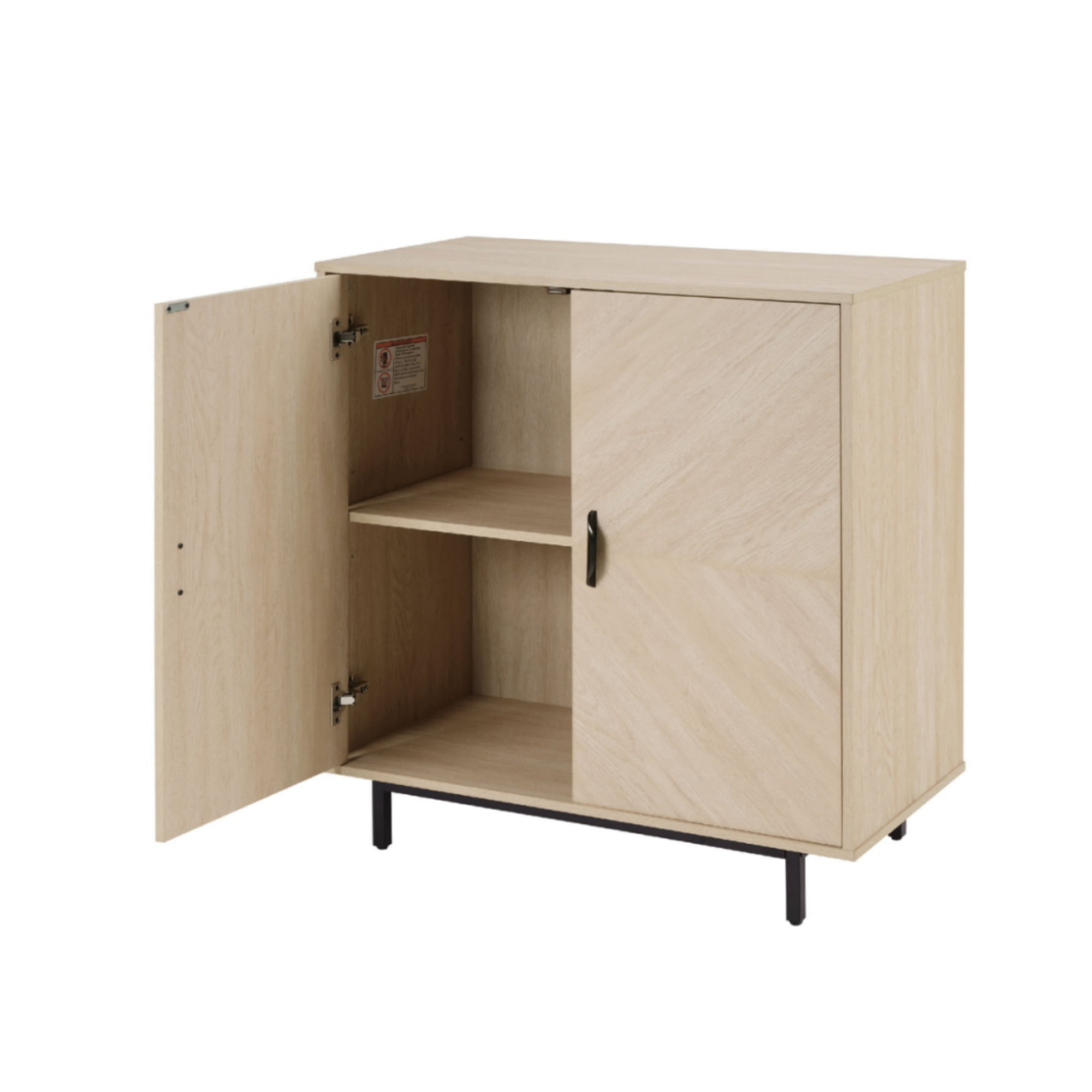 GARITIN Modern Wood Grain Accent Cabinet with Doors, Buffet Sideboard Storage Cabinet with Adjustable Shelf and Concealed European Hinges, Stylish Organizer for Living Room Kitchen Entryway, Yellow