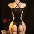 thumbnail image 3 of Sexy Lingerie for Women,  Halter Stockings,Open-crotch Uniform Tights, Jacquard Fishnet Bodysuit with Openwork Crotch Design, Sheer Bodysuit Accentuate Your Attractive Body Curves, 3 of 5