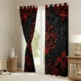thumbnail image 3 of Manfei Victorian Damask Curtains and Drapes (52x63), Vintage Baroque Floral Blackout Curtains for Bedroom, Black Red Window Drapes, Stylish Bedroom Decor, 3 of 6
