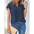 thumbnail image 3 of Merokeety Women Casual Long Sleeve Crew Neck Basic Top Dusty Navy M, 3 of 5