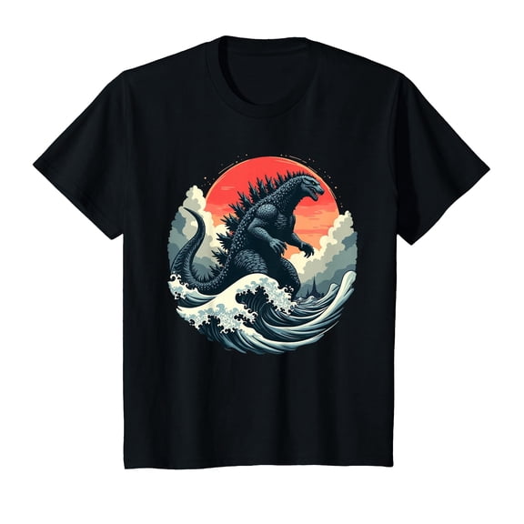 Vintage Japanese Kaiju Monster The Great Wave of Kanagawa T-Shirt
