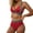 Red, variant on CONAVAS Bikini Set for Women Bathing Suit High Waisted Scalloped V Neck Two Pieces Swimsuit - Blue - XL