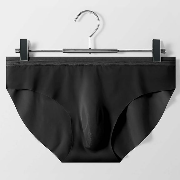 HUPOM Mens Underwear Boxer Briefs Male Thongs Medium waist Comfort Waist Solid Briefs Black L