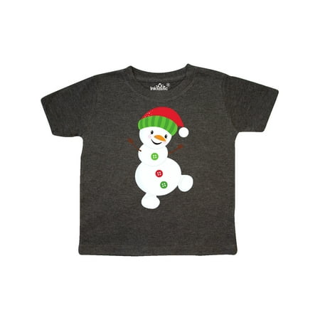 

Inktastic Snowman With Hat Carrot Nose Buttons Gift Toddler Boy or Toddler Girl T-Shirt