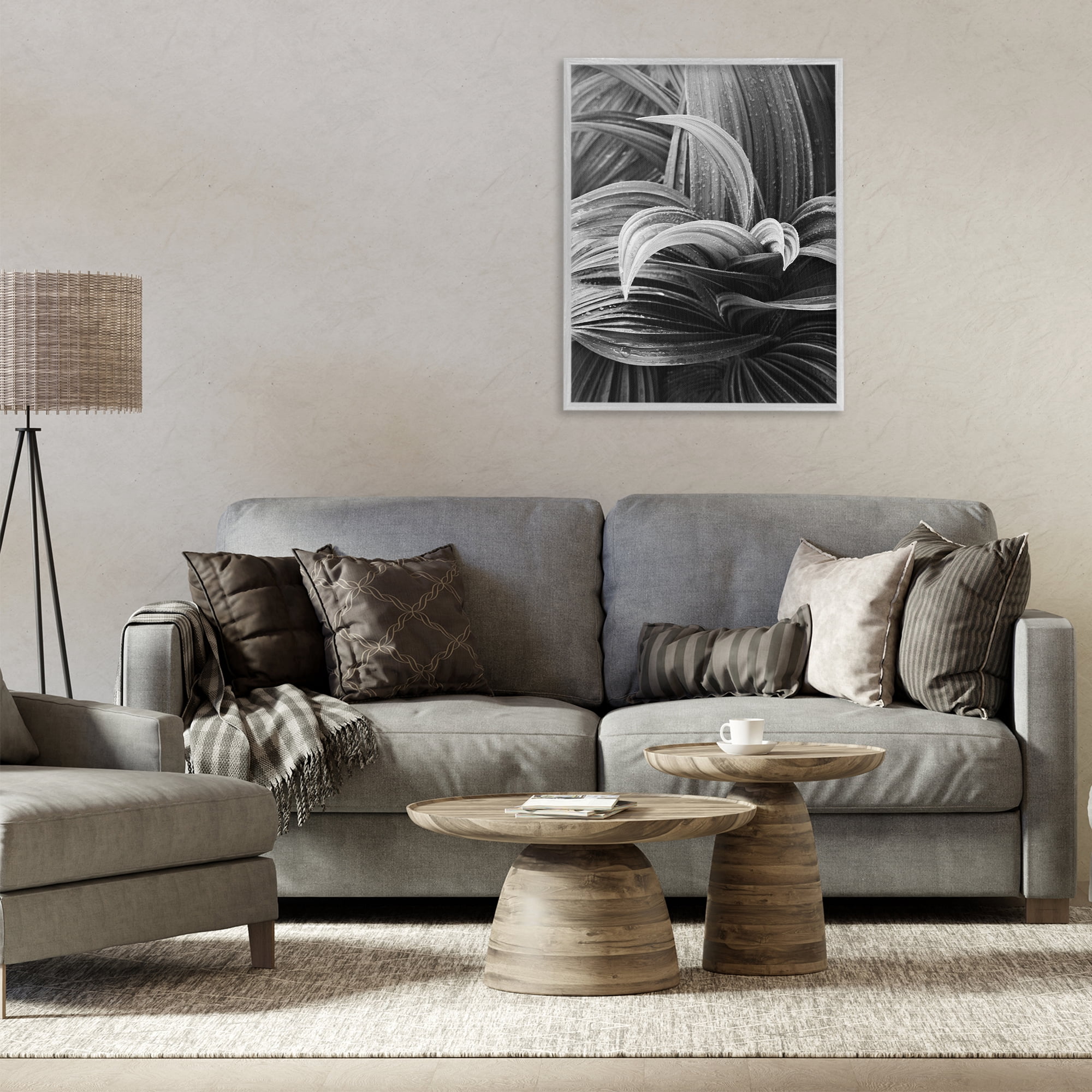Stupell Industries Wet Leaves Detail Botanical & Floral Photography Gray Framed Art Print Wall Art, 24 x 30