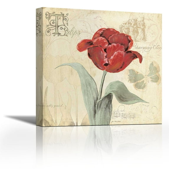 Tulip Gem I - Contemporary Fine Art Giclee on Canvas Gallery Wrap - wall décor - Art painting - 15 x 15 Inch - Ready to Hang