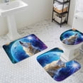 thumbnail image 3 of Wolf Bathroom Rugs Set Watercolor Roaring Wolf Fantasy Universe Planet Forest Tree Non Slip Absorbent Soft Bath Mats 3 Piece Set with Bathroom Rug, U-Shaped Floor Mat, Toilet Seat Cover Large Size, 3 of 9